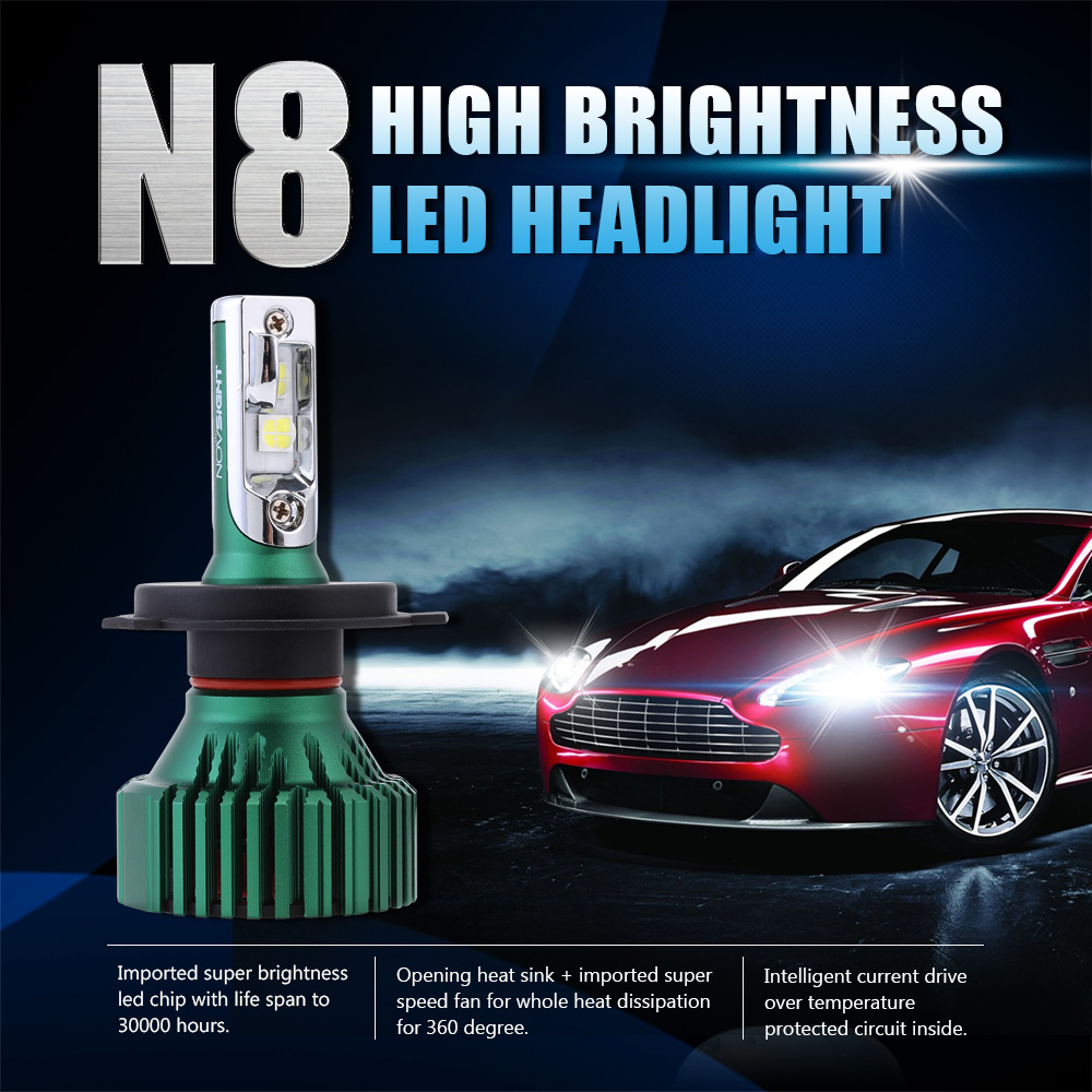 LED Φώτα Αυτοκινήτου NovSight H4 6500K 16000LM (2x8000) 60W (2x30W) CAN BUS